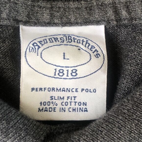 Brooks Brothers Mens Gray Golden Sheep Logo Polo Shirt Slim Fit Tag Size Large - Picture 4 of 15